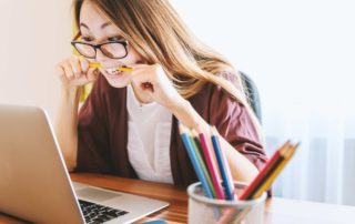 female student frustrated by studying