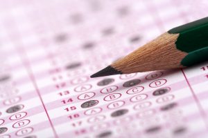 optical form of an standardized testing form of an examination with pencil